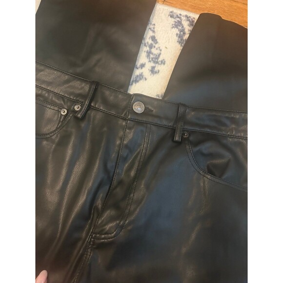 Black Faux Leather Straigt Leg Zara Pants - Picture 2 of 4